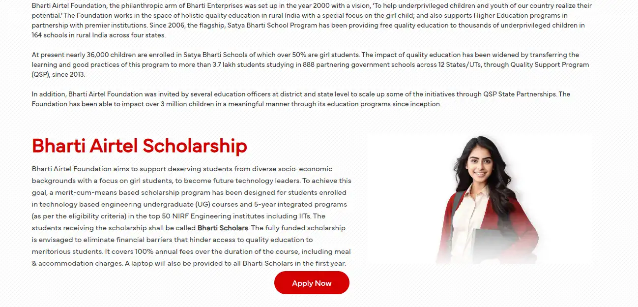 Bharti Airtel Scholarship notification look