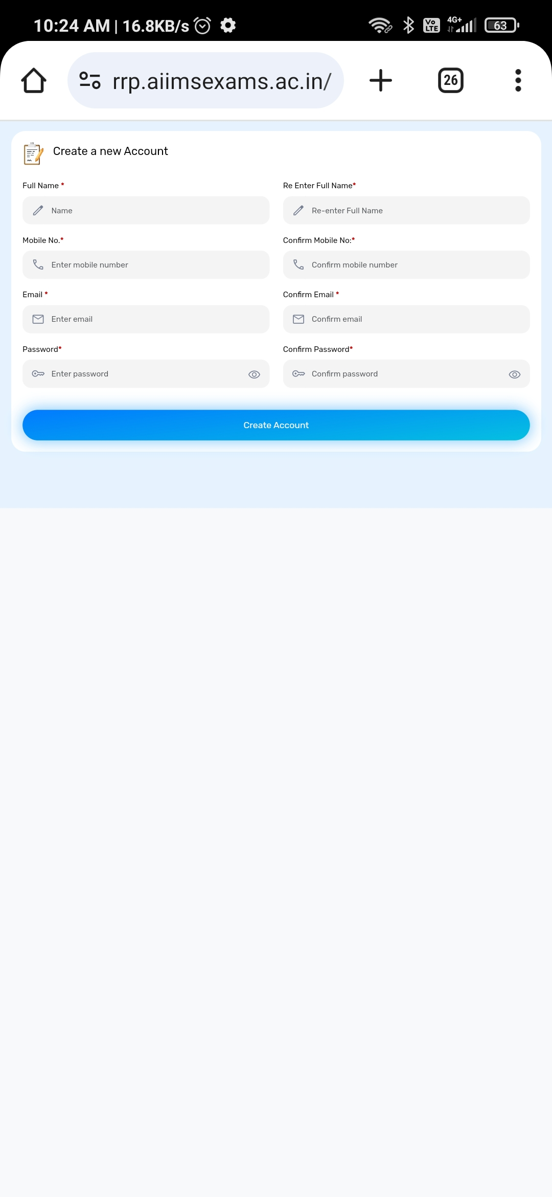 Registration process snapshot 