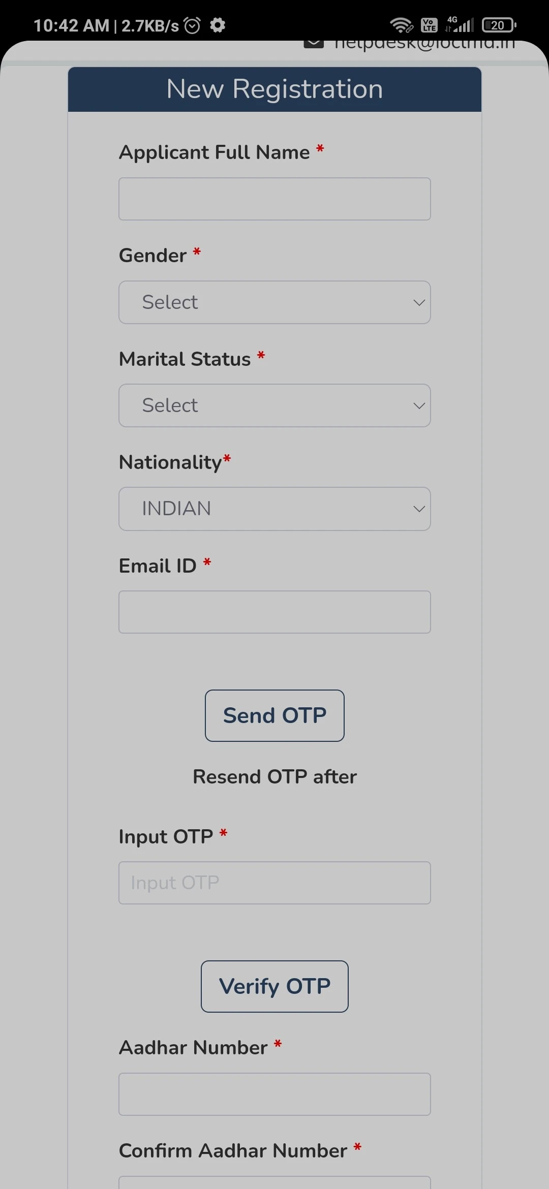 Registration steps snapshot